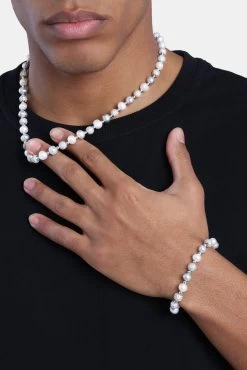 Freshwater Pearl Ice Ball Necklace - White -JWL ZH FPMULICENK ZH FPMULICEBR