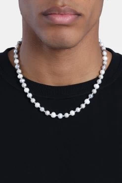 Freshwater Pearl Ice Ball Necklace - White