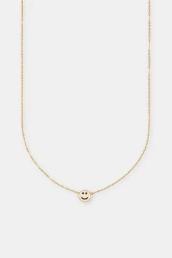 Iced Happy Face Motif Necklace -JWL ZH HPFCNK GW SL2