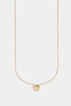 Iced Bow Necklace -JWL ZH ICBOWNK GW SL1