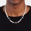 Iced Cross Freshwater Pearl Necklace -JWL ZH ICROSSFPNKWGM