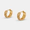 Iced Cuban Hoop Earrings - Gold -JWL ZH ICUBHOOP GW SL