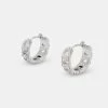Iced Cuban Hoop Earrings - White -JWL ZH ICUBHOOP W GW SL