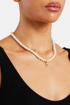 Iced Initial Clip On Pendant + 6mm Pearl Chain -JWL ZH INTLCLPGW D1