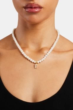 Iced Initial Clip On Pendant + 6mm Pearl Chain -JWL ZH INTLCLPGW E 52481c87 2151 4c81 a920 ccfcc51e5c91