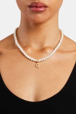 Iced Initial Clip On Pendant + 6mm Pearl Chain -JWL ZH INTLCLPGW G a1ab3b19 a81c 4965 9325 35c386b3a13e