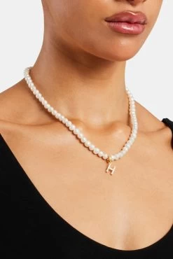 Iced Initial Clip On Pendant + 6mm Pearl Chain -JWL ZH INTLCLPGW H2