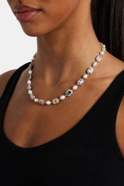Multi Colour Gemstone Freshwater Pearl Necklace -JWL ZH MCOLPNKWGW WGW