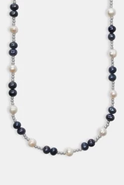 Oilslick Freshwater Pearl & Bead Necklace - White -JWL ZH OILPEARL 1