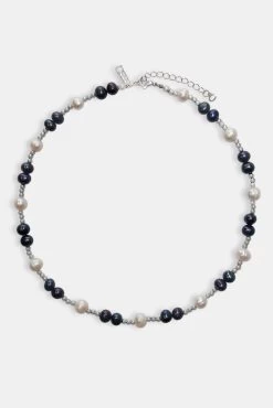 Oilslick Freshwater Pearl & Bead Necklace - White -JWL ZH OILPEARL 2