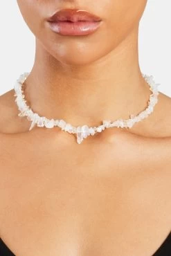 Opal Shard Bead Necklace - White