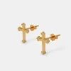 Polished Cross Stud Earrings - 6mm - Gold -JWL ZH PCROSSSTUDGW OS SL
