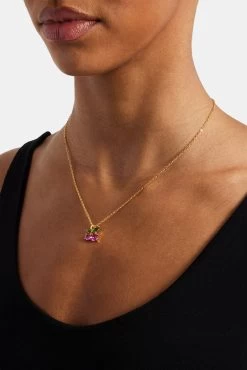 Iced Pink Cherry Necklace -JWL ZH PNKCHRNK GW