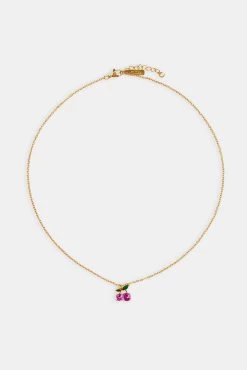 Iced Pink Cherry Necklace -JWL ZH PNKCHRNK GW SL