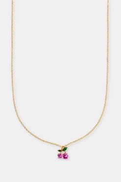 Iced Pink Cherry Necklace -JWL ZH PNKCHRNK GW SL1