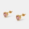 Pink Heart Gemstones Stud Earrings - 5mm -JWL ZH PNKGMSTUDGW SL