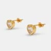Heart Gemstones Stud Earrings - 5mm -JWL ZH PNKGMSTUDWGW OS SL