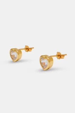 Heart Gemstones Stud Earrings - 5mm