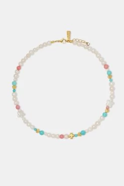 Pink Motif Freshwater Pearl Necklace - 6mm -JWL ZH PNKMOTNKGW