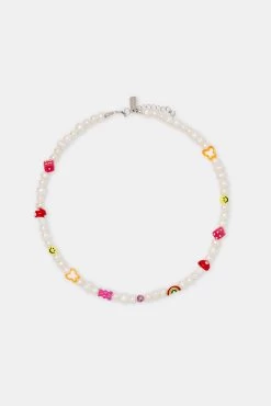 Pink Mixed Motif Bead Freshwater Pearl Necklace -JWL ZH PNKMXMOTNKWGW SL