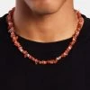 Red Agate Bead Necklace - White 8mm -JWL ZH REDNK 2