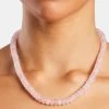 Rose Quartz Bead Necklace - White 8mm