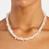 Rose Quartz Shard Bead Necklace - White -JWL ZH ROSESHNK