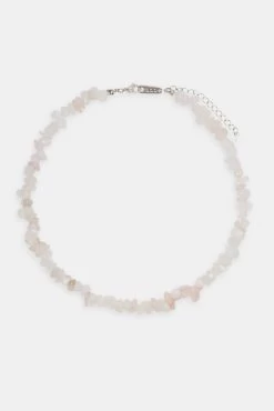Rose Quartz Shard Bead Necklace - White -JWL ZH ROSESHNK 2