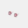 Iced Round Stud Earrings - Red -JWL ZH SE6MMRED0902