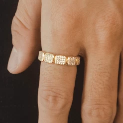 Iced Cushion Ring - Gold