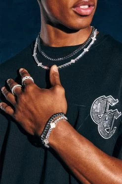 Iced Motif Cuban Bracelet - White -JWL icedmotifchain bracelet