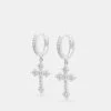 15mm Iced CZ Celtic Cross Drop Earrings