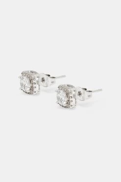 7mm Iced Cluster Stud Earrings